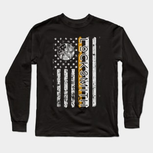 Locksmith Patriotic Weathered US Flag Long Sleeve T-Shirt